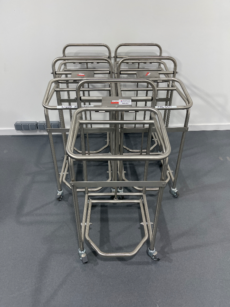 Image of Set of 5 Pedal Bin Trolley Carts, Racking, and Shelving